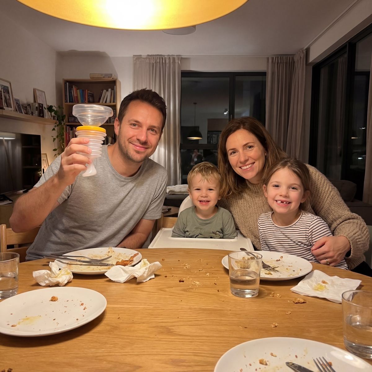 Una familia junta en casa