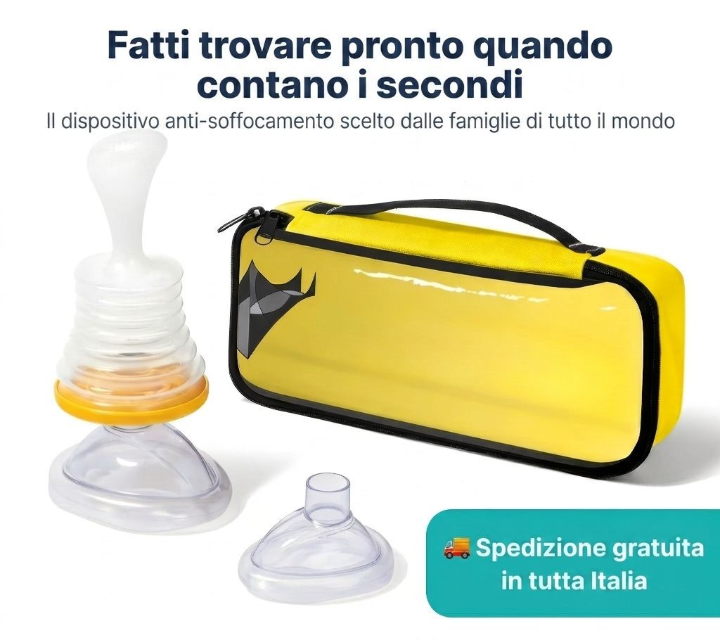 Dispositivo antisoﬀocamento per adulti e bambini